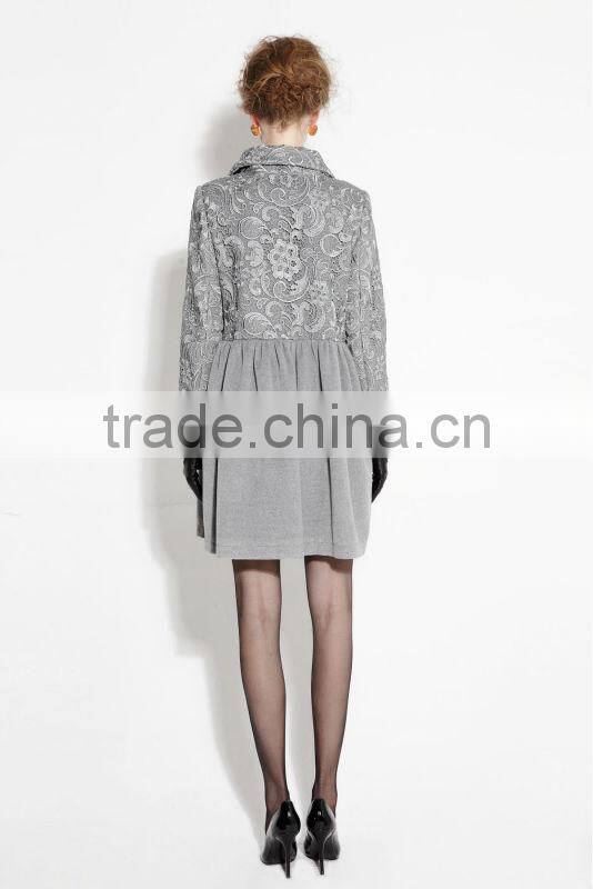 Grey color embroidery long european style winter ladies coats pictures