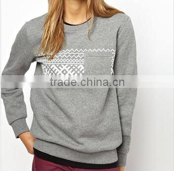 T/C80/20 fleece ladies round neck sweater