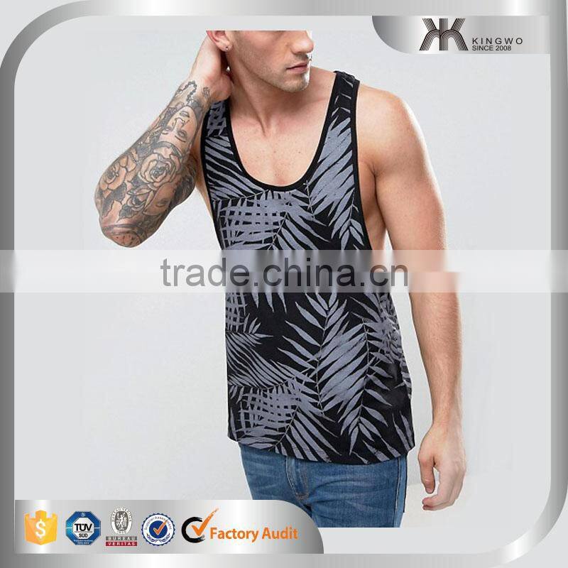 Mens polyester stringer gym singlets overall sublimated tank top