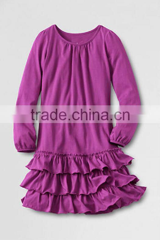 Allover printed purple ruffle dress for Girls