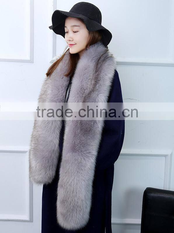 Womens Fur Scarfs Fashionable Luxury Runway Show 200cm Long Faux Fur Fox Fur Stole Collar Strip Patchwork Pashmina Scarf