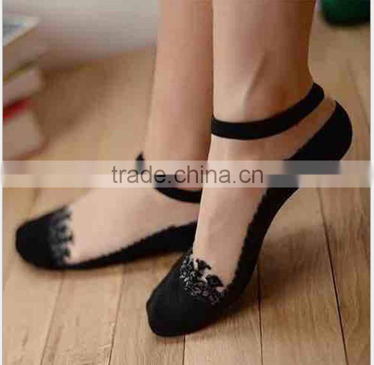 Amazing free size Womens Short Sock Women Lady Girl Summer Thin Transparent Crystal Silk Socks