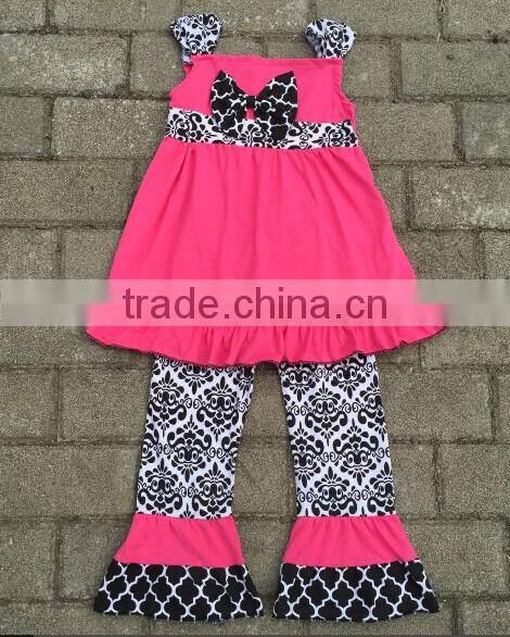 Girl Clothes Open-Seat Long Sleeve Cotton Baby Onesie Green Clover Pattern Knot Bow Organic Cotton Ruffles Romper