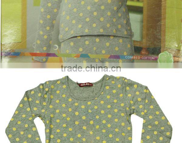 Teen girls dot printing design long johns underwear heated child girls thermal underwear