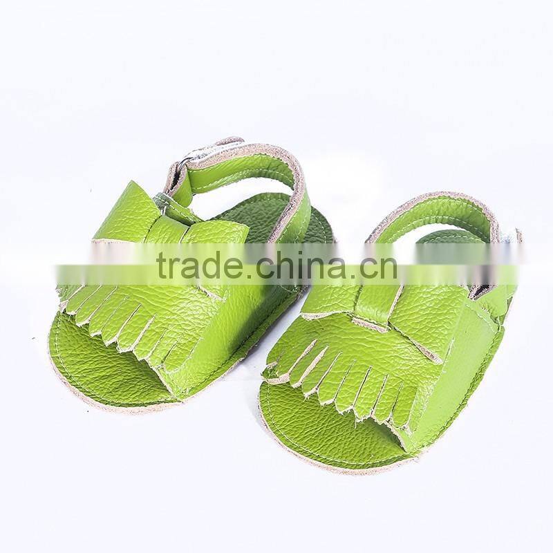 New design fringed genuine leather baby sandals, baby fringed sandals