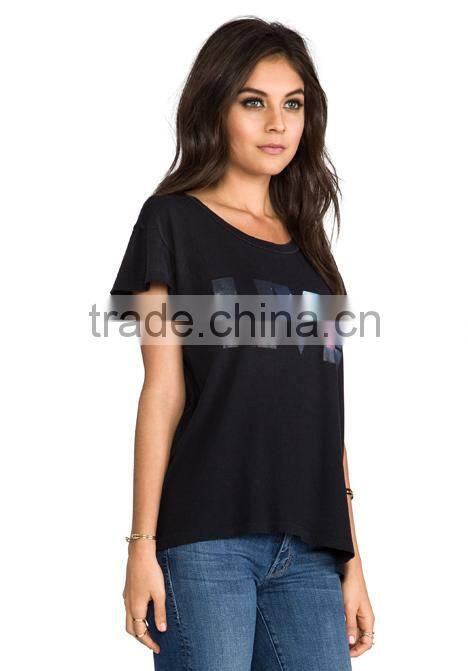 silver foil printing t-shirts 80% cotton 20% polyester