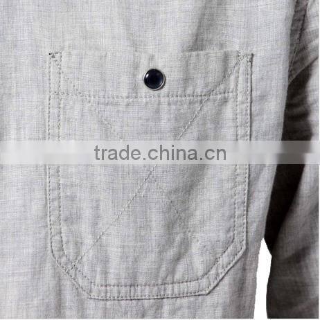 new men's linen cotton long sleeve dress shirt with one pocket