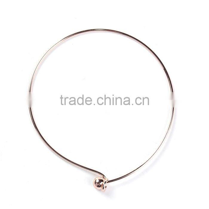 Copper Expandable Bangles Bracelets Round Single Bar Rose Gold