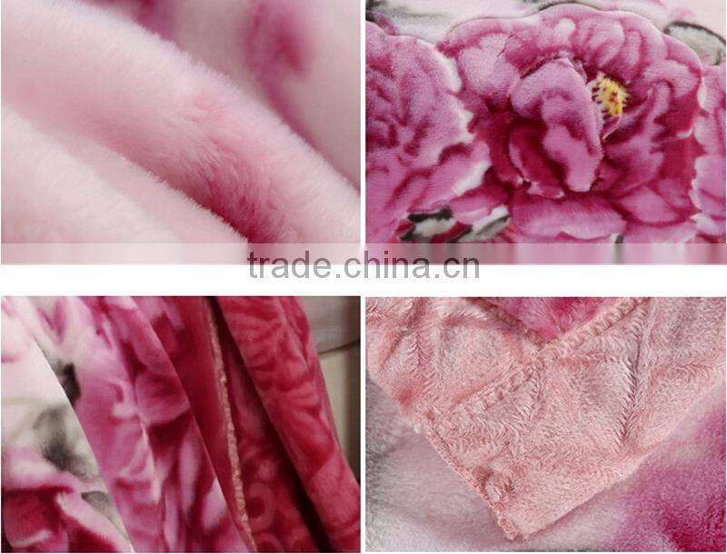 Alibaba supplier 100%polyster rashell home rose print mink blanket