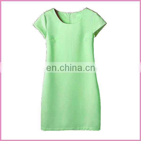 future-proof short sleeves optional color yarn dyed cotton fabric dress