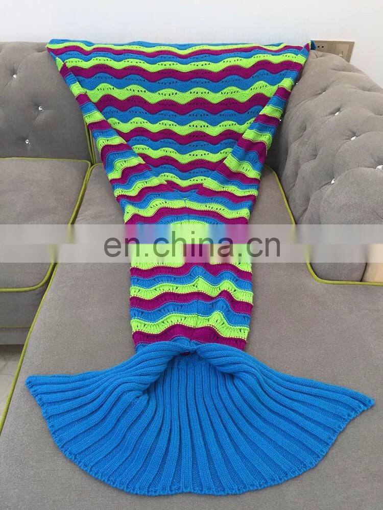 2017 Colorful Large Rainbow Mermaid Shape Blankets Fashion Adult Size Warm Crochet Blankets