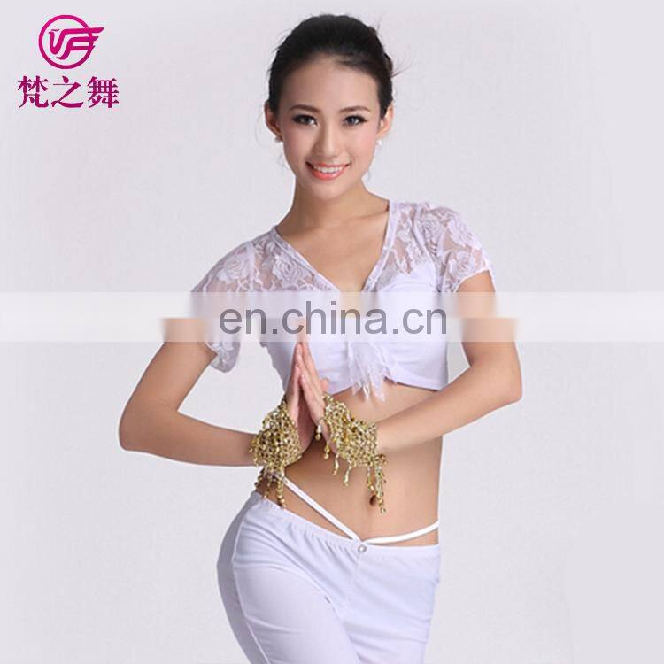 S-3035 Cheap wholesale crystal cotton belly dance lace top for women