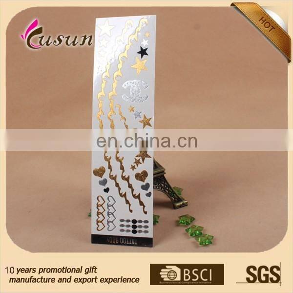 Gold/Silver Body Jewelry Sticker Deco Non-toxic metallic temporary tattoo