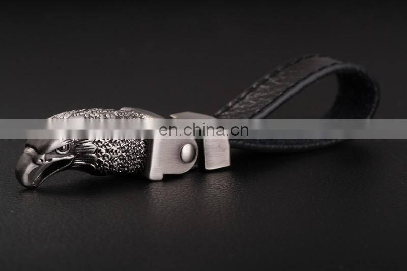 Luxurious Goshawk Head Leather Keychain, Custom Logo Leather Keychain