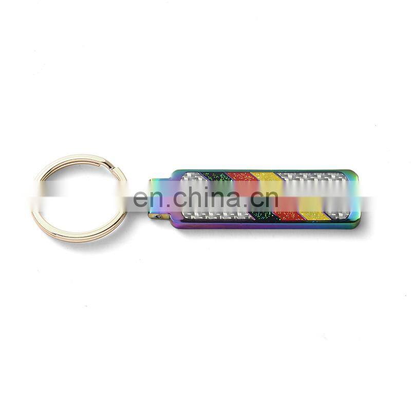 Custom 2018 zinc alloy carbon fiber glitter AP metal keychain