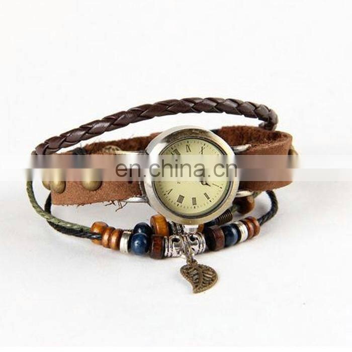 High quality fashion genuine charm butterfly for women leather retro watch