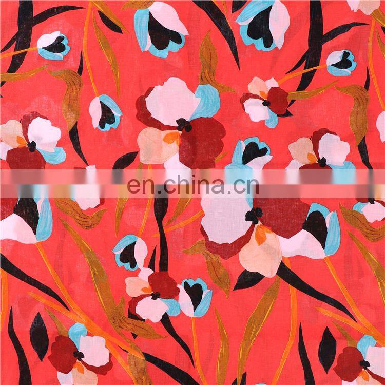 100% Linen Tropical Floral Print Fabric
