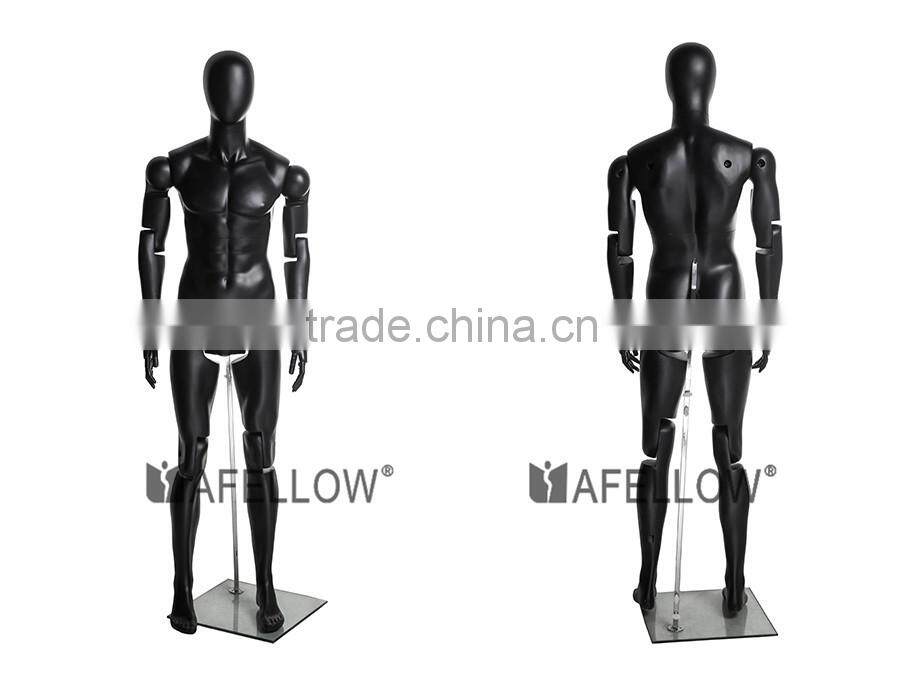fiberglass egg head male matt black movable mannequins