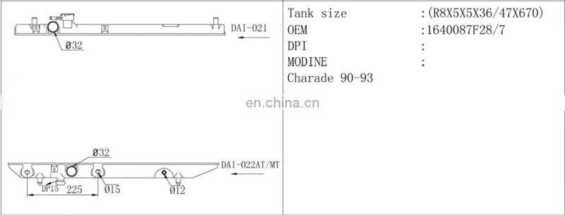 auto radiator plastic tank for DAIHATSU and water tank for CHARADE 90-93,OEM:1640087F28