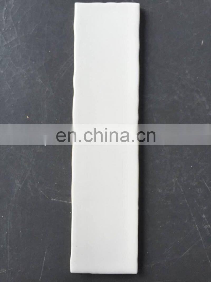 pure white wavy edge glazed kitchen bathroom subway ceramic wall tile OP011YE