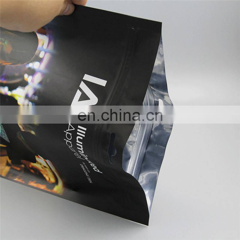 Custom Matte Frosted Biodegradable Plastic bag with logo TShirt Swimwear zipper bags for clothing packaging