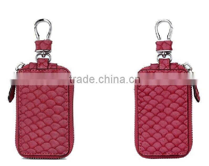 2016 Luxury colorful carp fish skin leather car key purse key holder for women key case smart key chain