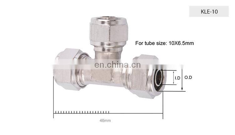 SNS KLE Series pneumatic two touch rapid brass tee 3 way air fitting