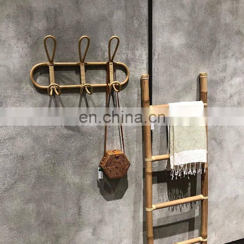 Rattan Wall Hooks Kids Garments Organizer Rack Clothes Hat Hanging Hook Rattan Hanger Kids Room Decor Hanger