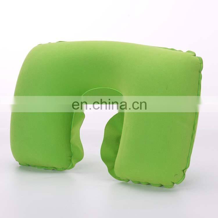 Ready to Ship Foldable PVC Flocking U Shape Air inflatable Travel Neck Pillow For Airplane Travel