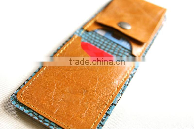 Promotional Leather money clip wallet/leather wallet with clip in new style 100% Handmade