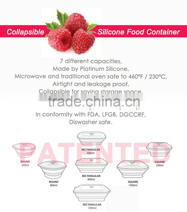 1500ml Folding Kitchen Silicone Lunch Box