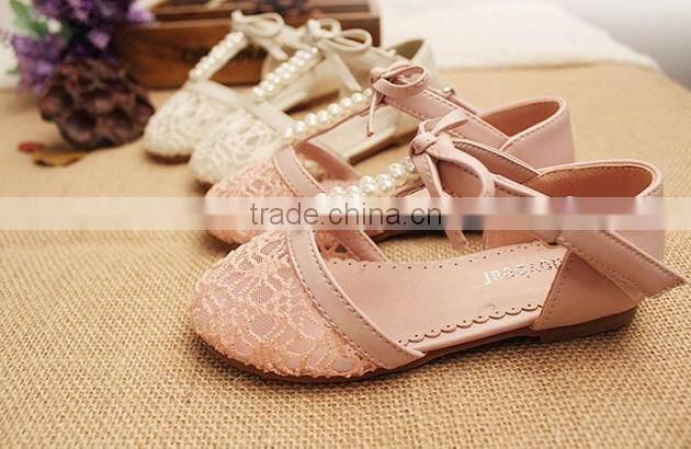 Casual Bowknot Pearl Kids Shoes For Girls