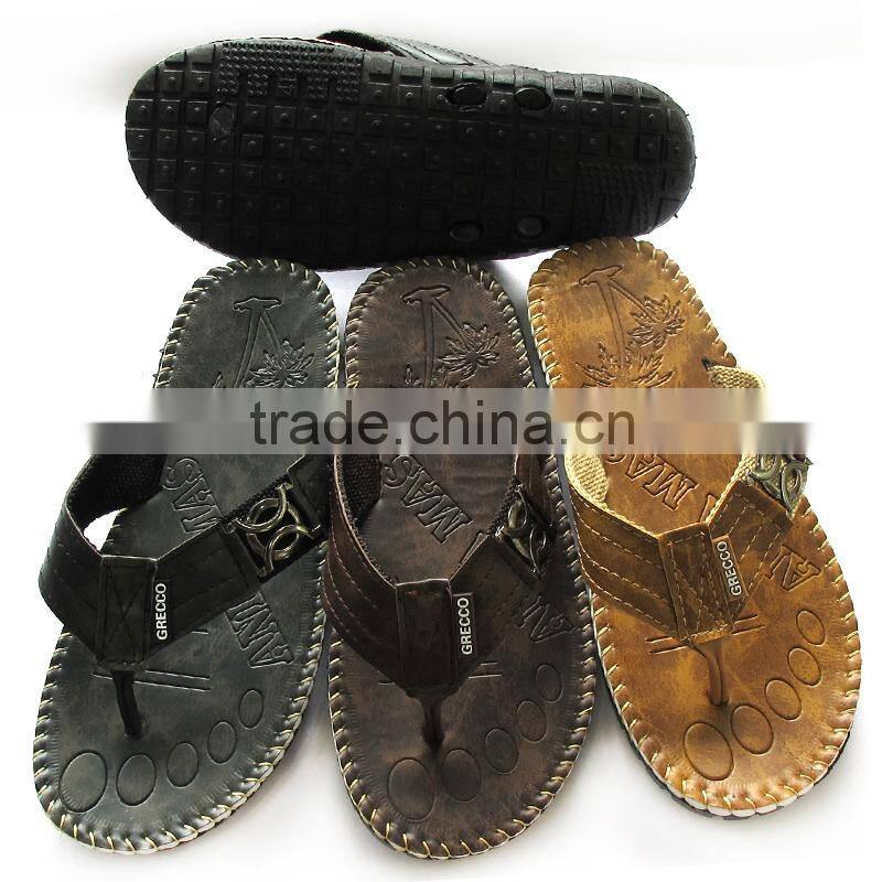 2015 man pu flip flop with pvc air blow slipper soles