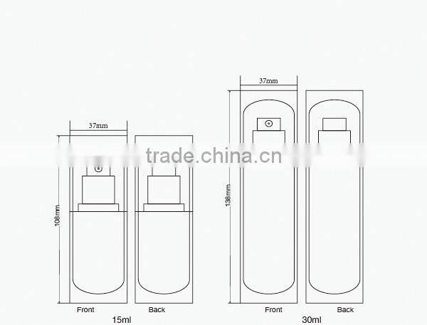 2015 Popular Cosmetic Plastic Bottles with Lotion Pump 15ml 30ml 50ml 100ml