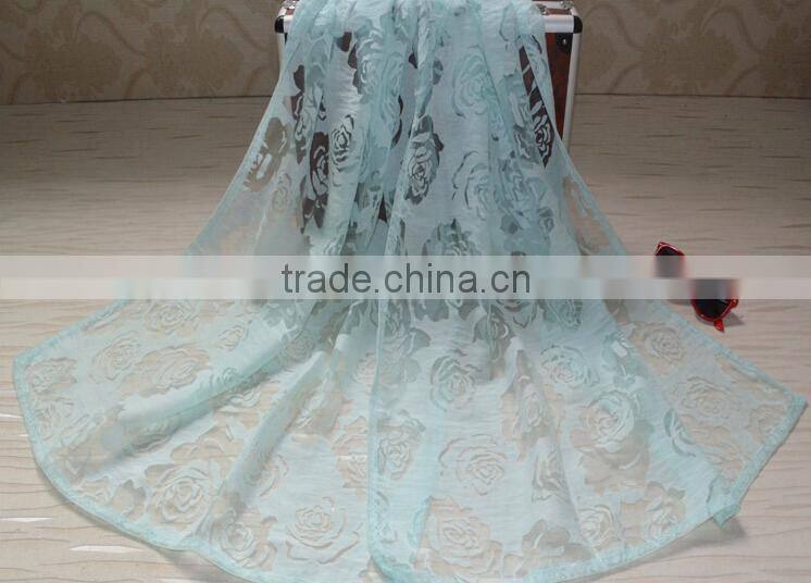 Wholesale New High Grade Lady Fashionable Hollow Rose Flower Lace Scarf
