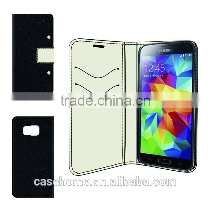 Black Hand Made PU Leather Flip Cover for Samsung Galaxy Note 5