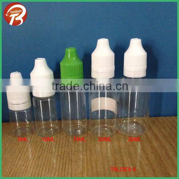 30ml blue plastic PET e juice bottle with tamper ring childsafety cap