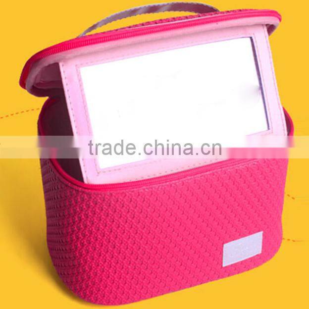 Travel cosmetic bag with mirror high quality