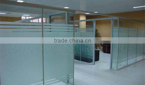 Latest model double glass partition sound proof partition wall with blind curtain inside ( SZ-WSP358)