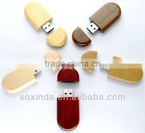 OEM Souvenir Gifts Swivel wooden flash drive usb with own logo