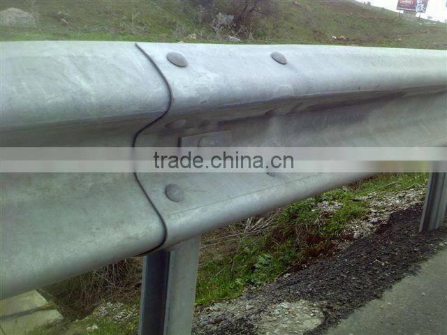 W beam steel highway guardrail