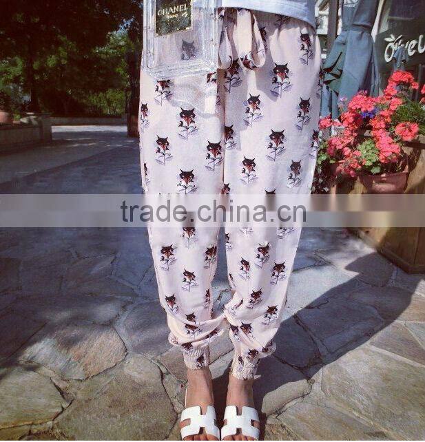2014 Little fox print pants harlan wide-legged joker casual balloon pants