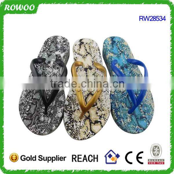 Hot sale Printed women eva high heel flip flops,beach slipper