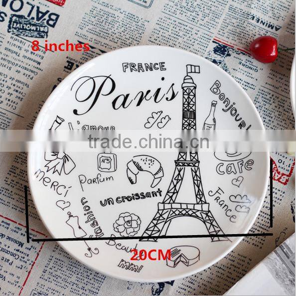 Western Food Tray Impression Wind 8 Inches Of Bone China Tableware yxf001