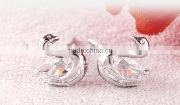 JINSE Swan Earrings For Cute Girls
