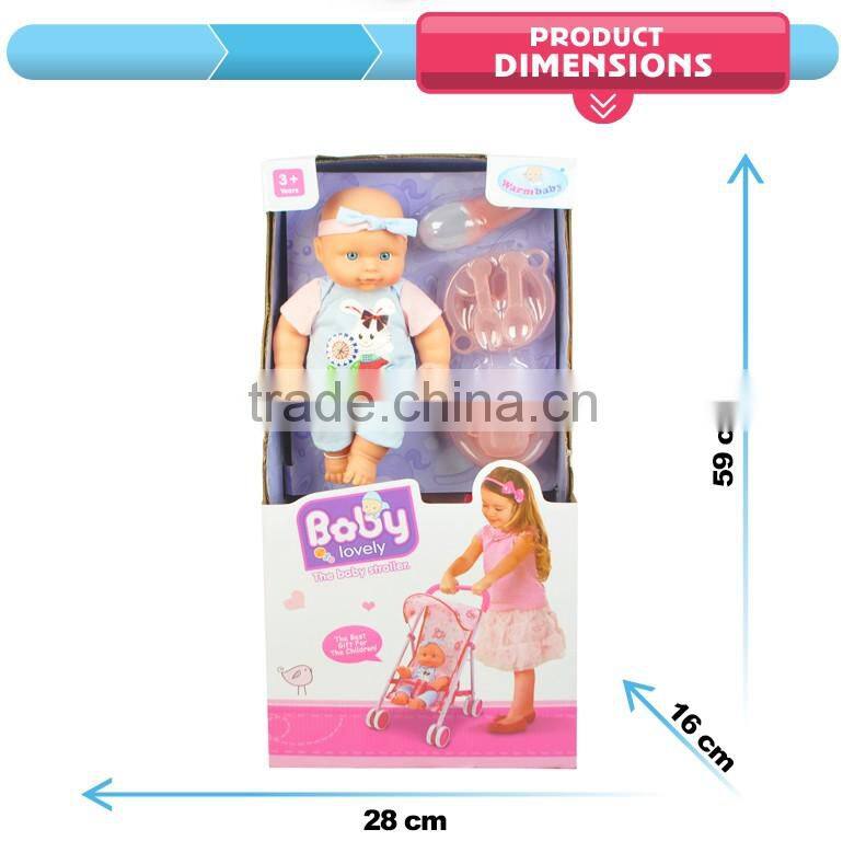 Shantou hot item lovable small baby dolls wholesalers for kids with cart