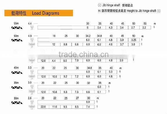 TL225-12t Type Luffing Jib Tower Crane