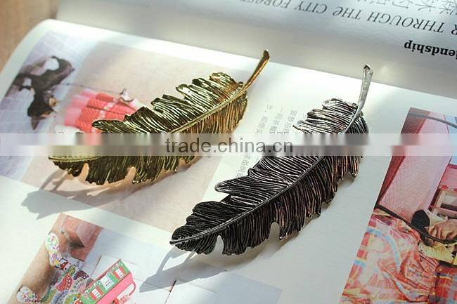 Fashion golden leaves Metal Clip For Women,Greece's women feather spring clip metal hair accessories