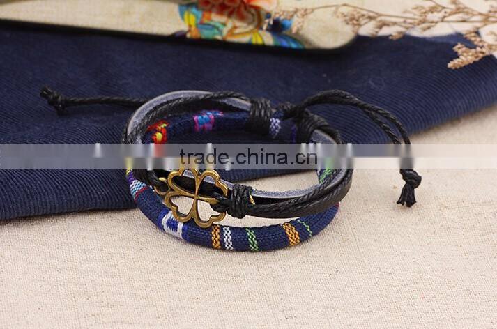 2016 Hign Quality Leather Bracelet Cloth Fabric Bangle Wholesale