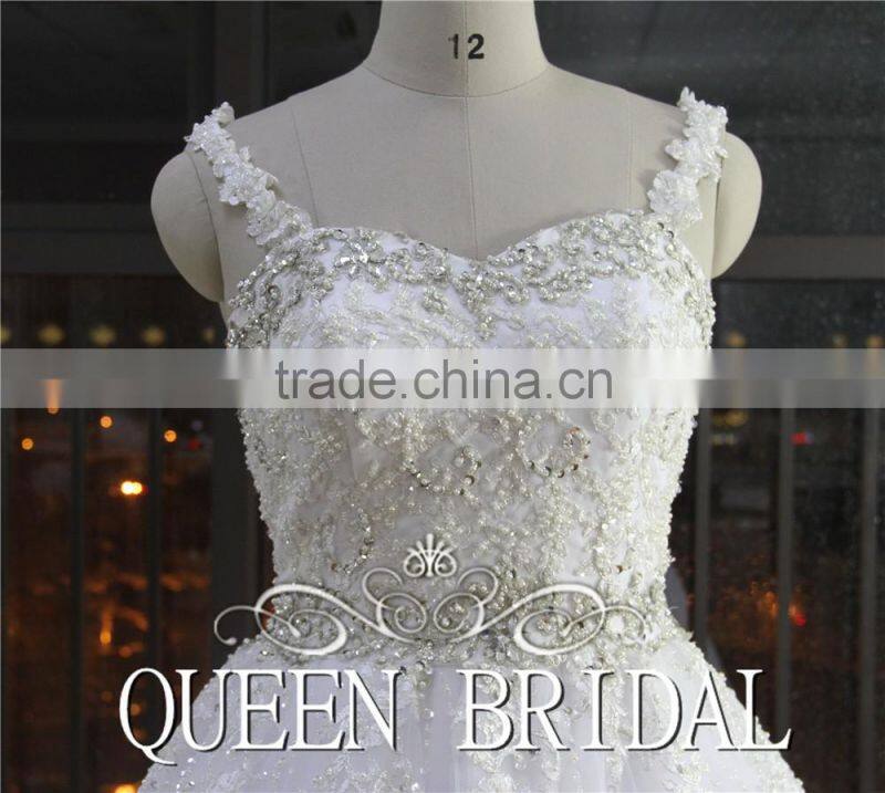 Ball Gown Spaghetti Strap Beaded Wedding Dress For Fat Woman